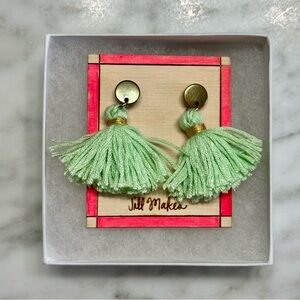 NIB Jill Makes Green Tassel Earrings